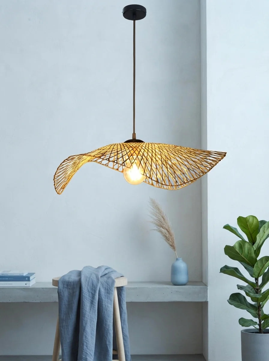 Handwoven Bamboo Pendant Light — Japanese-Inspired Organic Design